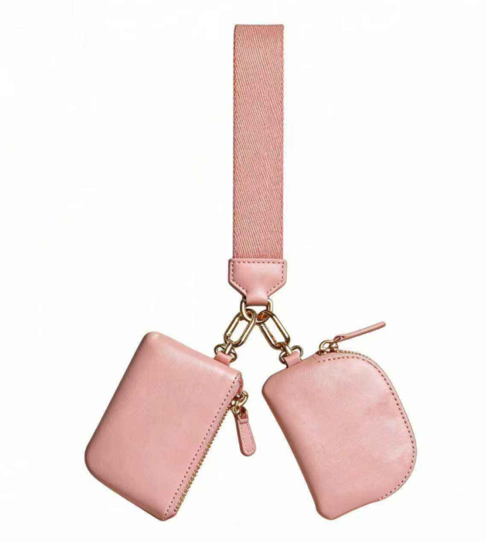 Mini PU waterproof double wristlet keychain